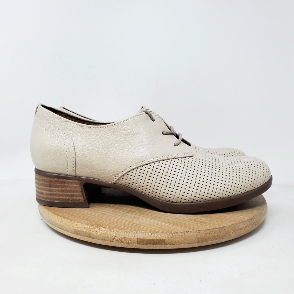 Dansko Louise Shoes Womens 37 Sand Victorian Leather Academia Dress Oxford Heel